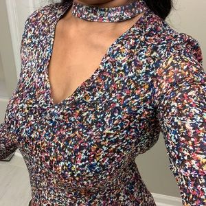 SOLD-STATE Colorful Blouse with Key Hole Front Size M